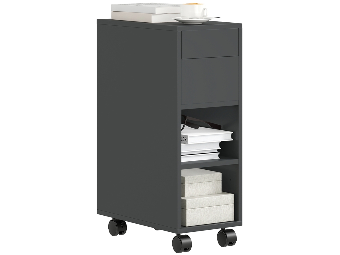 Mesa Auxiliar Melamina de Madeira Cor Preto 45x25x70 cm Homcom