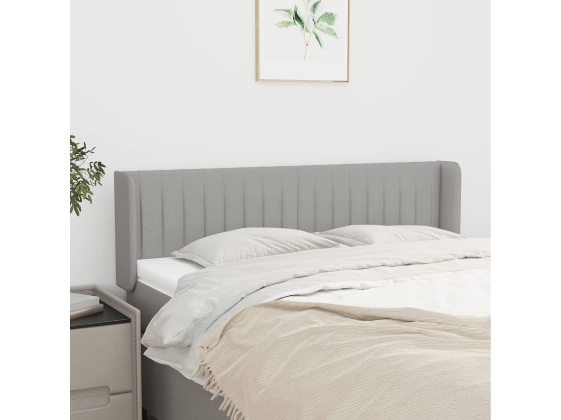 Vidaxl Cabeceira De Cama C/ Abas Tecido 147x16x78/88 Cm Cinzento-claro