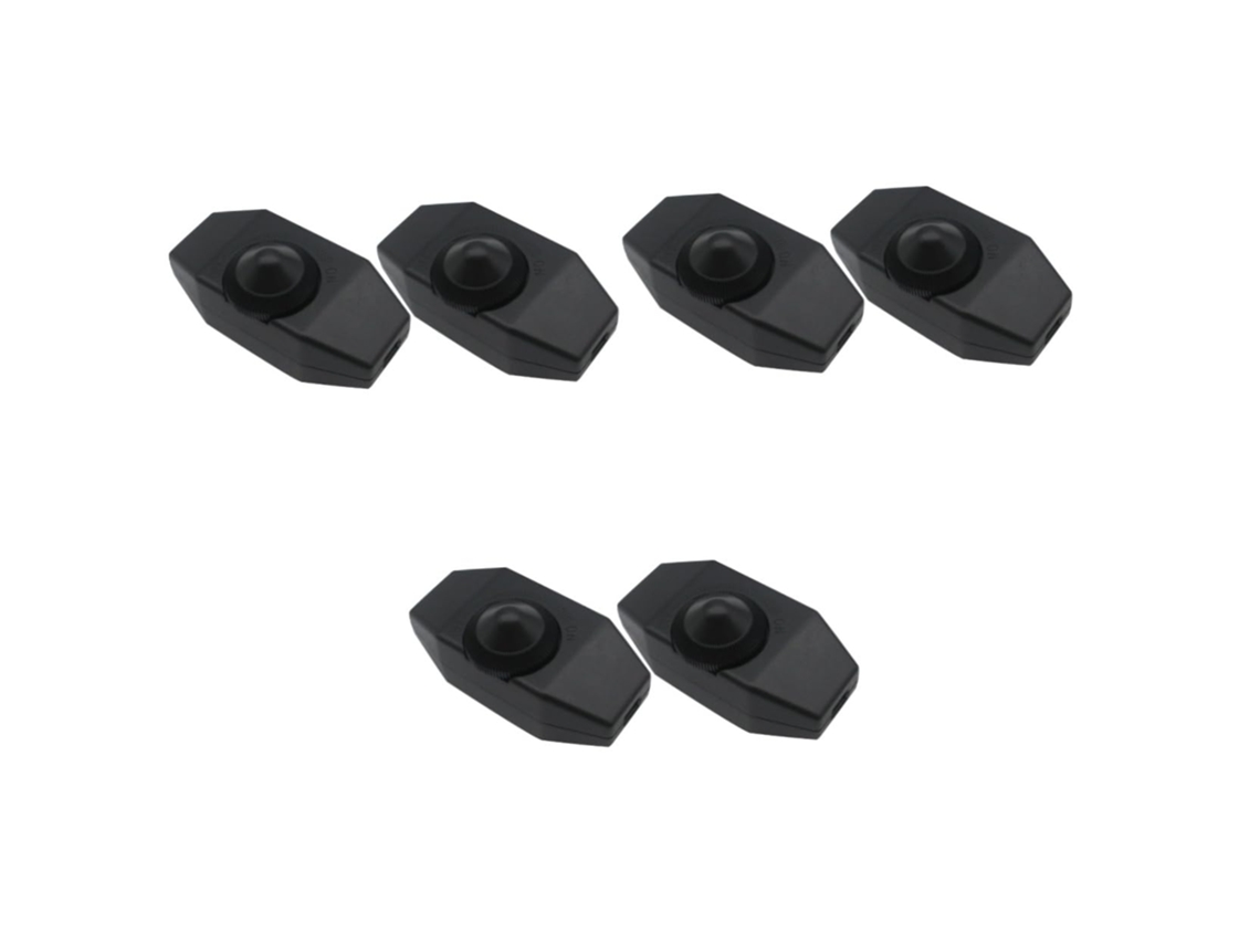 Conjunto De 6 Mini Interruptores Dimmer Rotativos Pretos Com Luz Para Lâmpada