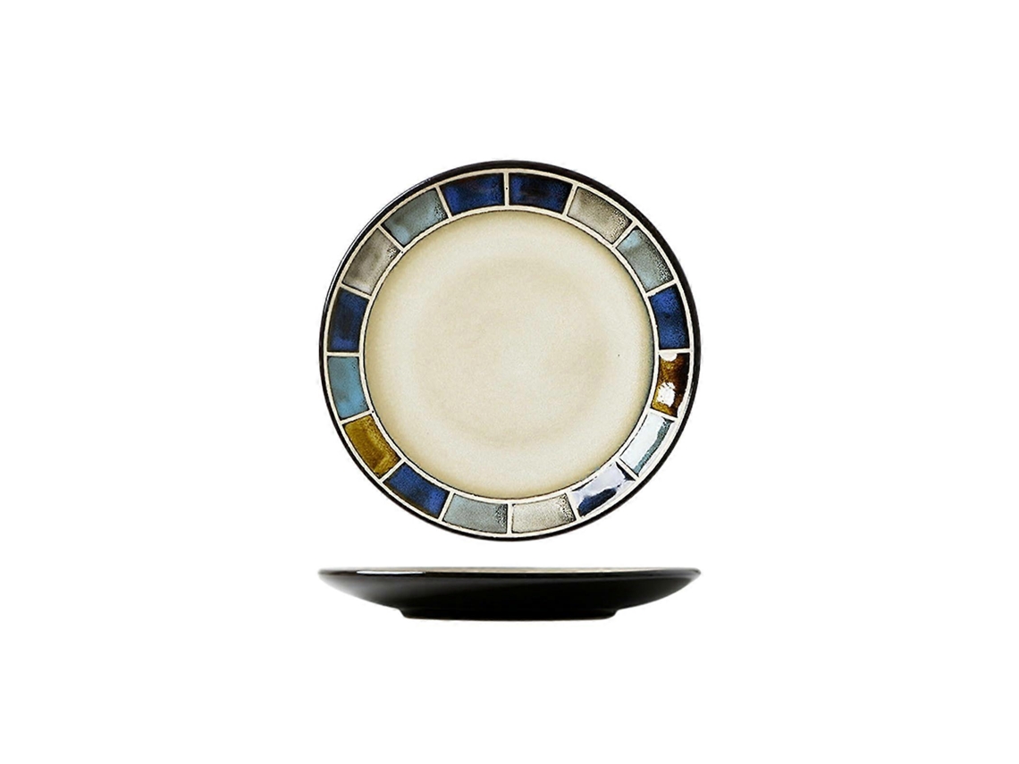 Prato De Jantar De Cerâmica Xadrez Azul De 15 Cm (6 Polegadas), Estilo Europeu, Próprio Para Micro-ondas E Lava-louças.
