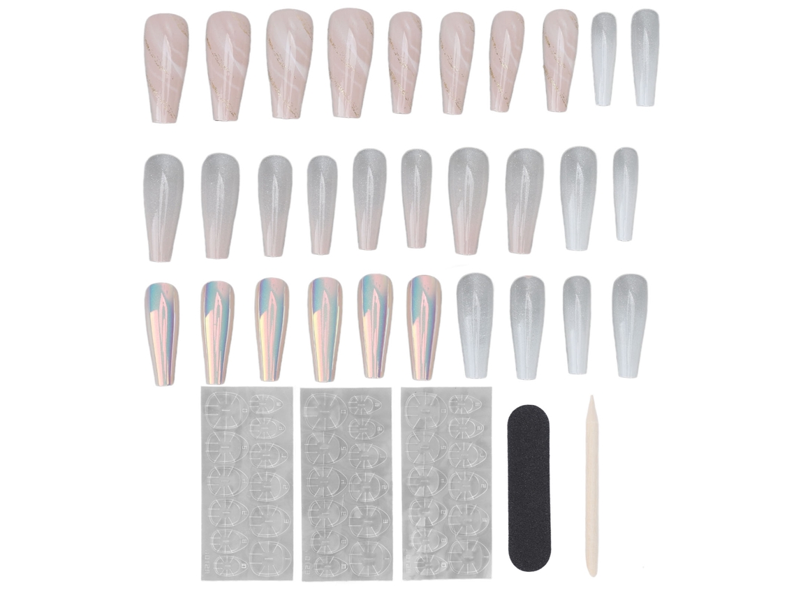 30pcs Unhas Falsas Longas Brilhantes Fashion Exquisitas Para Festa De Férias Mulheres Meninas 0070‑05