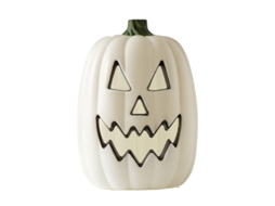 Laxiscreed Abóbora De Halloween Com Led E Efeito Esculpido, Decoração Para Interior E Exterior, 16 Polegadas, Branca