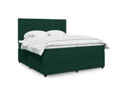 Vidaxl Cama com Molas/colchão 200x200 Cm Veludo Verde escuro