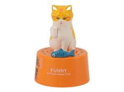 Cronômetro Mecânico de Cozinha Cute Animal Base Magnética Alarme Alto 60 Minutos Gato com Base Laranja