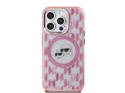 Capa Magsafe para iPhone 15 Pro Max KARL LAGERFELD Pele Sintética Rosa