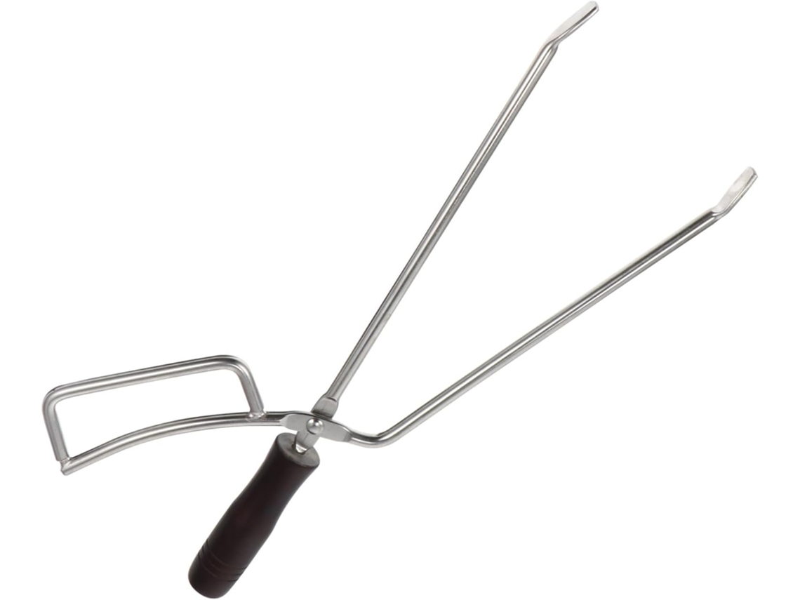 Pinça Para Carvão Com Cabo De Madeira Resistente, Ergonômica E Em Aço Inoxidável Resistente A Manchas, Ideal Para