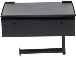 Porta Lenços Haofy Em Aço Inoxidável Preto Com Borda Polida À Mão, Elegante Suporte Para Rolos De Papel Banheiro, Lavabo