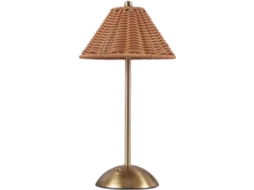 Abajur De Mesa Led Gérico, Semi Fio, Para Cabeceira, Em Rattan Trançado, Luminária Decorativa Em Policarbonato, Ideal