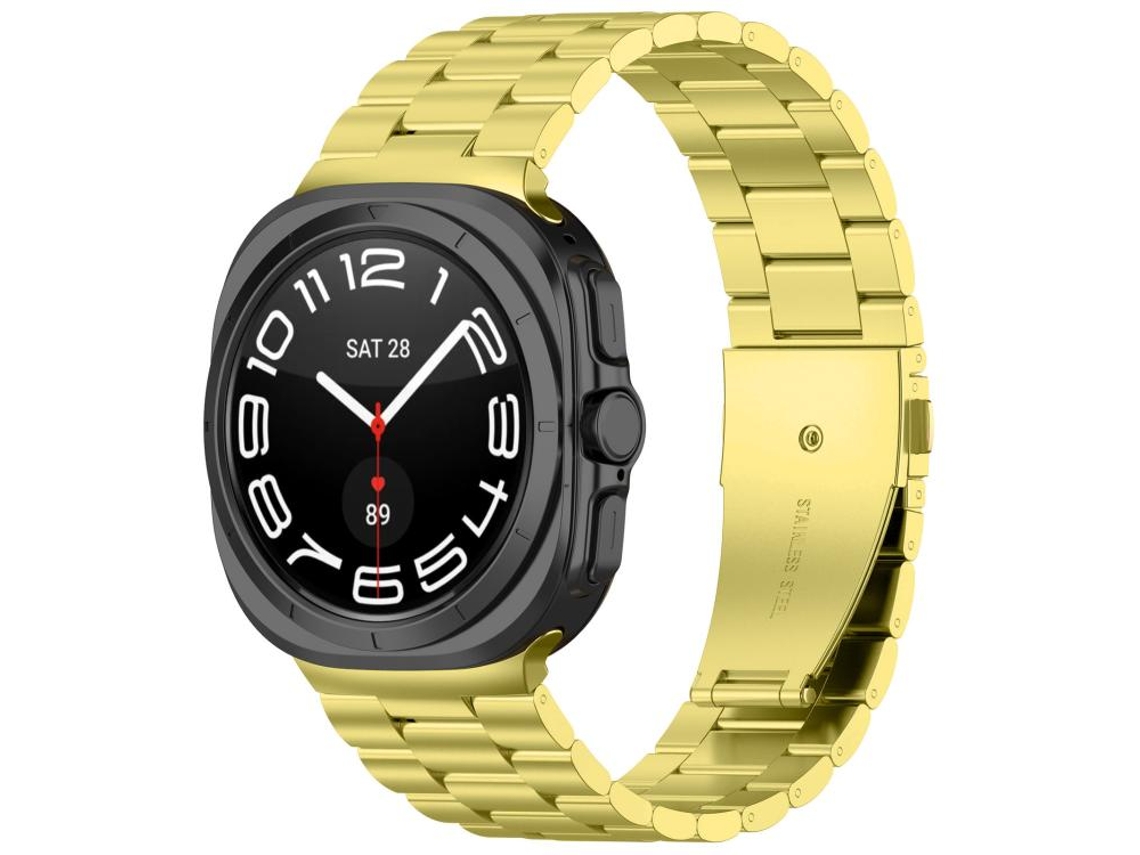 Bracelete para Samsung Galaxy Watch 8 / 8 Classic Aço Inoxidável com Três Contas e Ferramenta de Remoção Dourada XIAOMOYU
