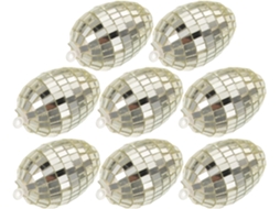 Conjunto 8 Decorativos Mosaico Poliestireno Vidro Prateados Brilhantes 4x6 Pendurar Árvore Páscoa Enfeites GOKOCO