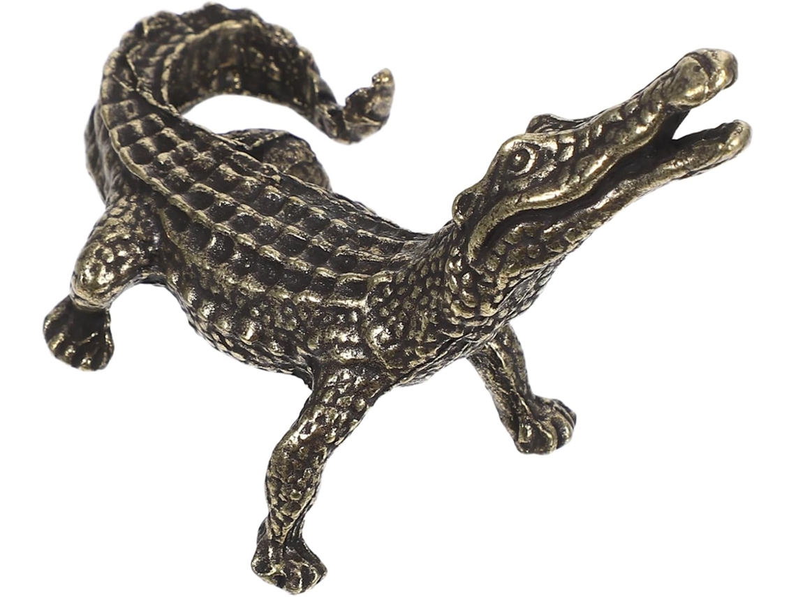 Ornamento De Mesa Em Forma De Crocodilo, Feito Em Latão Puro, Modelo De Simulação Antiga Na Cor Dourada Ornamento De Mesa Em Forma De C Gokoco