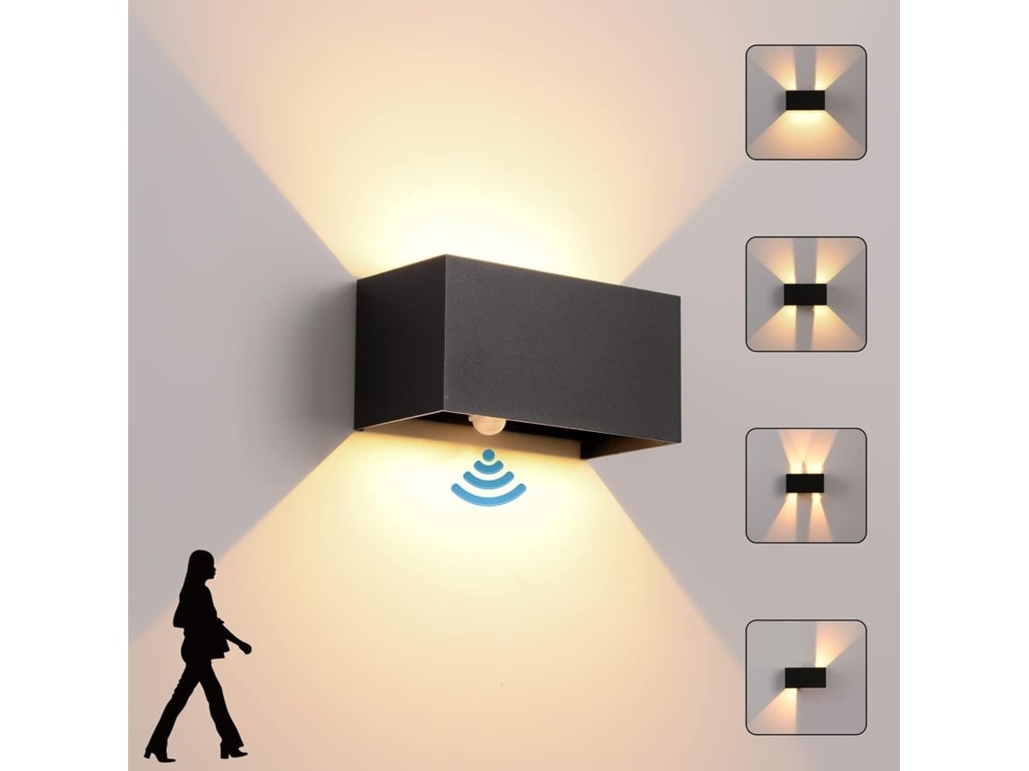 Luminária de Parede Elegante com Sensor Inteligente, Preto, 24w, Luz Branca Quente Ativação Automática STELASPLEN