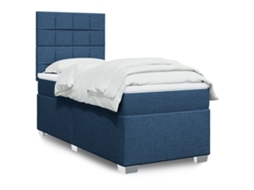 Vidaxl Cama Com Molas/colchão 80x200 Cm Tecido Azul
