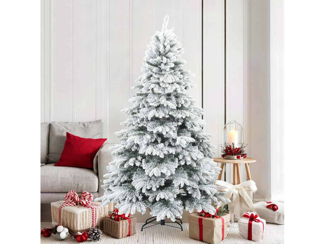 Vidaxl Árvore De Natal Artificial Articulada Nevado Flocked Branco