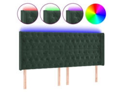 Led Headboard, Led Headboards Vidaxl Verde Veludo (203 X 16 X 118/128 Cm)