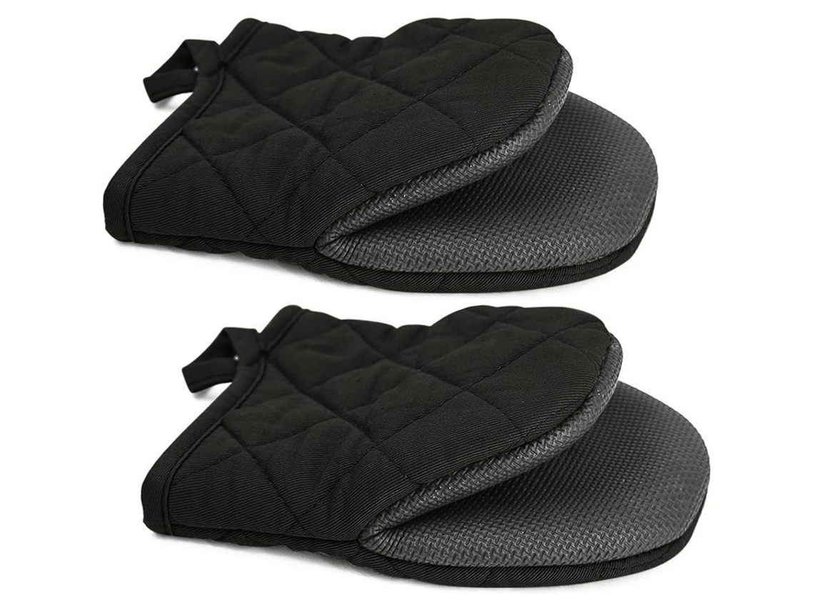 Luvas de Forno Resistentes ao Calor 300°F/150°C Anti deslizantes com Neoprene e Algodão Preto 1 Par | S/MARCA