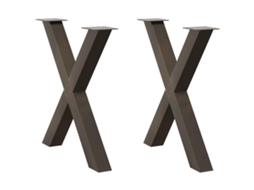 Vidaxl Pés Para Mesa De Jantar Em Formato De X, 2 Peças, Aço Natural, 70x(72-73) Cm, Aço