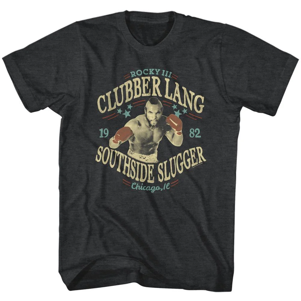 Unisex Adult T-shirt Rockinstone Rocky Movie Southside Slugger Heather Black Sizexl