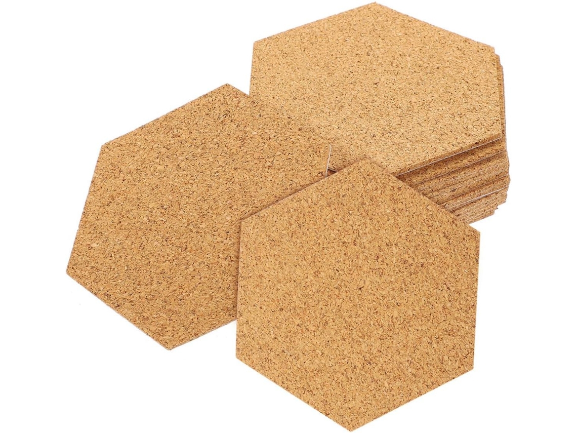 Conjunto De 120 Porta Copos De Cortiça Autoadesivos, 2 Mm De Espessura, Formato Hexagonal, Multiuso Gokoco