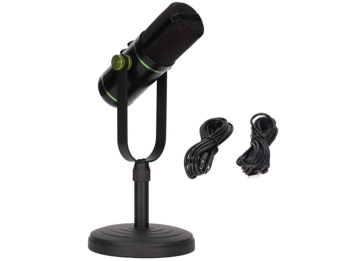 Microfone Usb Para Jogos Computador Desktop À Prova De Choques Com Suporte Monitoramento Em Tempo Real Lâmpada De Nível Colorida