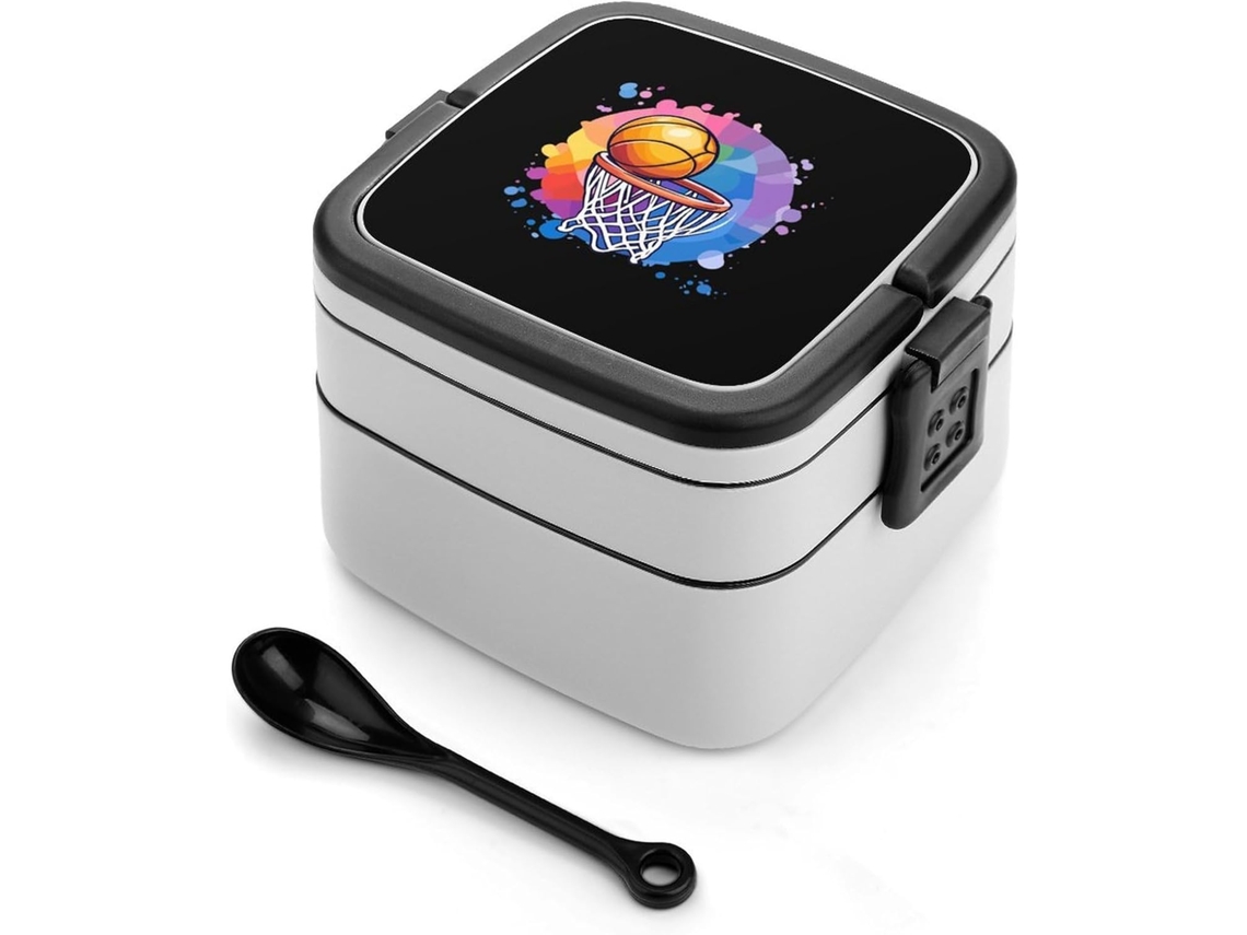 Lancheira Bento Esportiva De Basquete Com 2-compartimentos E Colheres Para Preparo Refeições, Ideal Para Atividades Ao