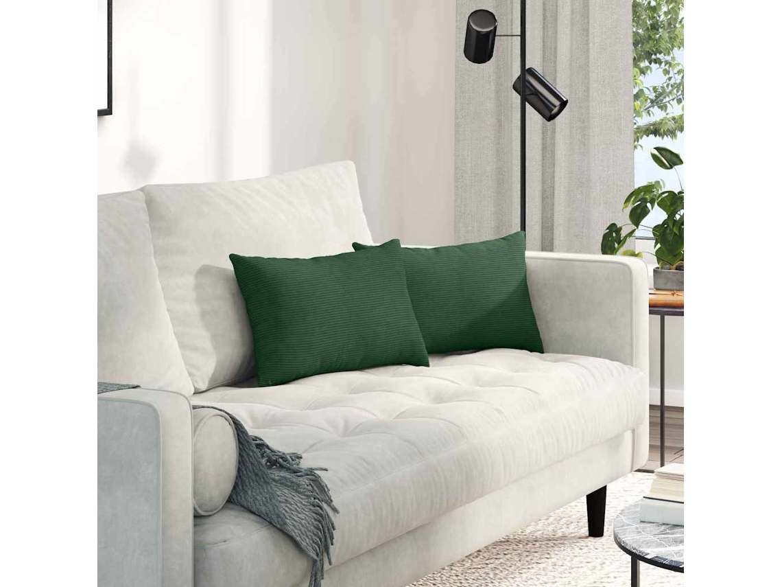 Vidaxl Travesseiros De Sofá 2 Pcs Verde Escuro 50 X 30 Cm