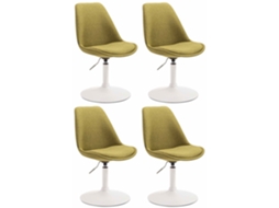 Conjunto de 4 cadeiras de jantar em tecido Maverick verde/branco CLP