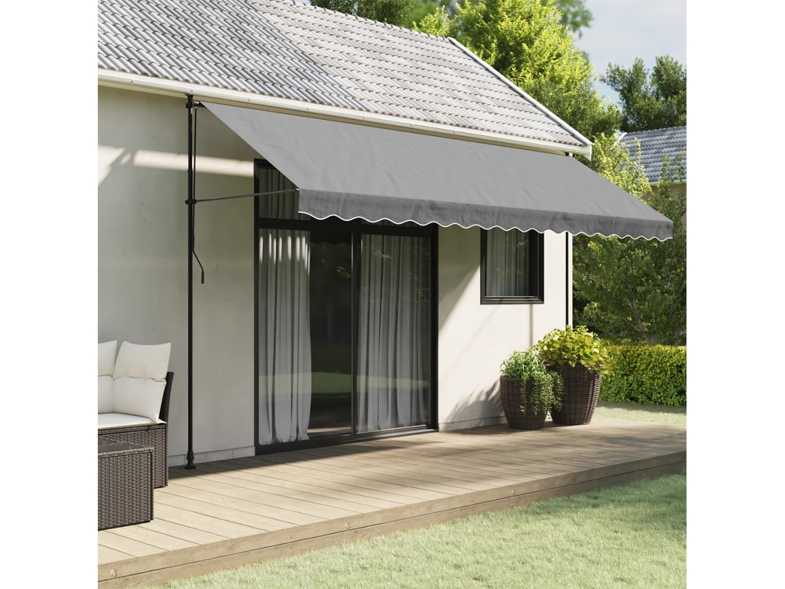 Vidaxl Tecido De Substituição Para Sanefa De Toldo 430x20 Cm Riscas Antracite