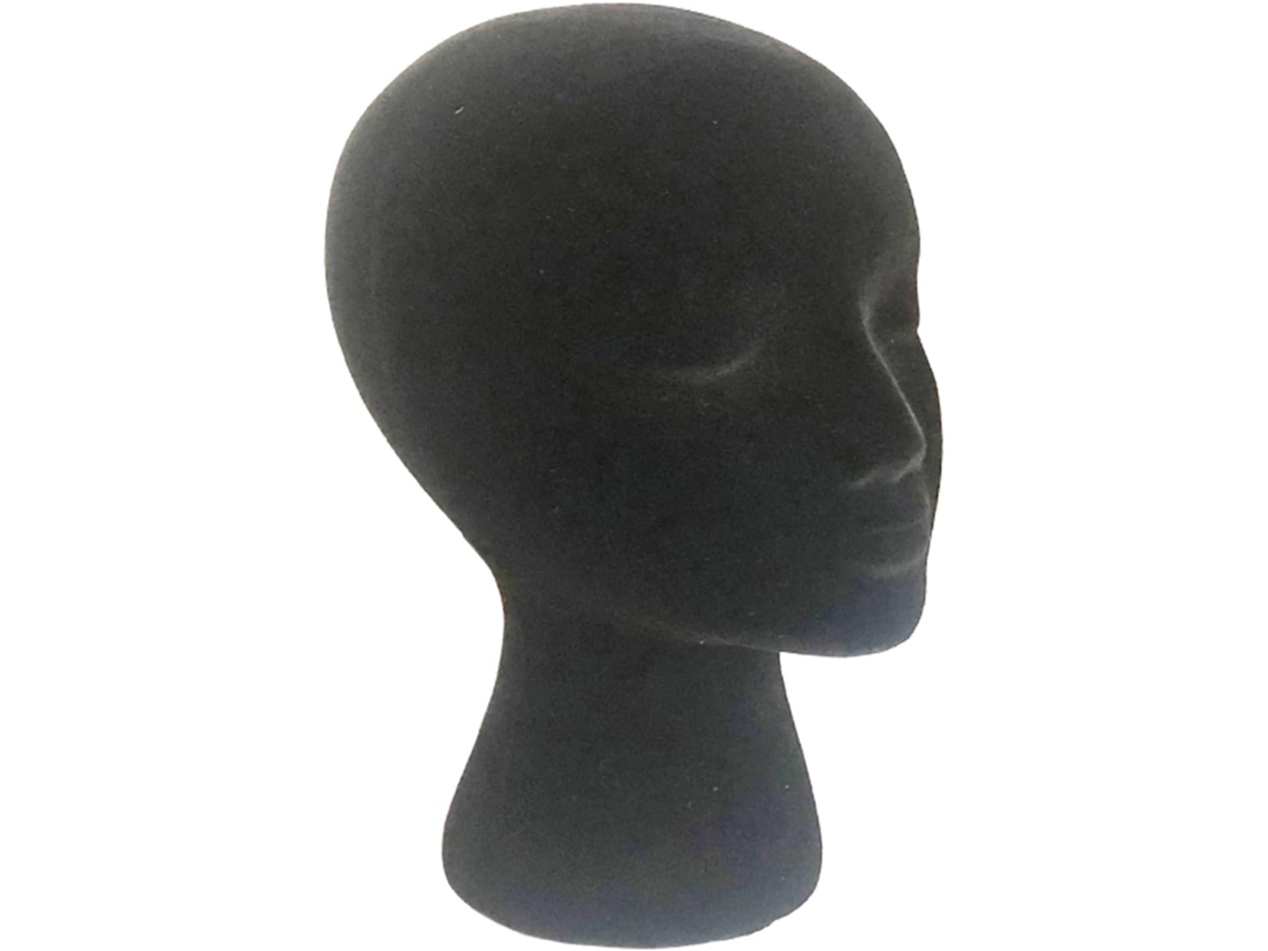 Cabeça De Manequim Preta Para Exposição Em Salões De Beleza E Cosmetologia.