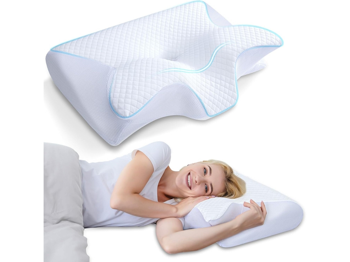 Lurelia Travesseiro Cervical, Espuma Viscoelástica, Ergonómico, Ortopédico, Capa Lavável, Para Dormir De Lado, 13 Cm