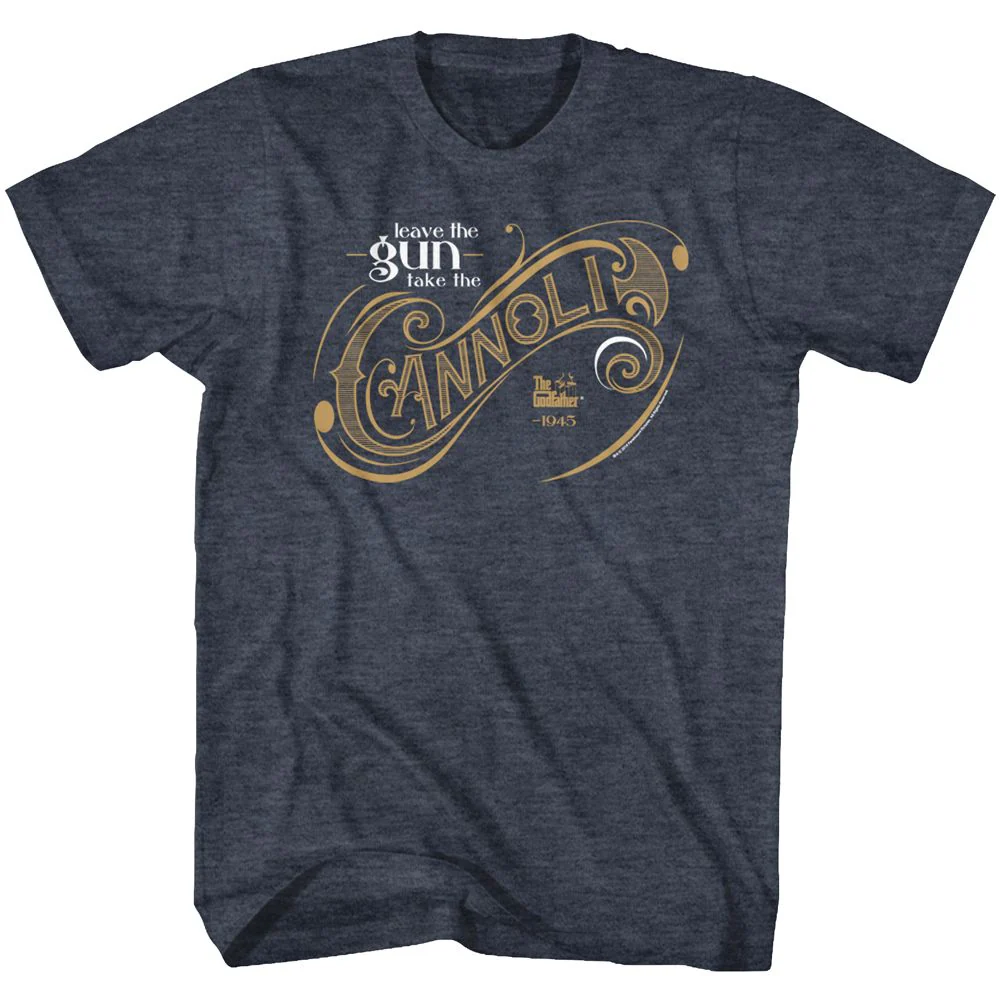 Unisex Adult T-shirt Rockinstone Godfather Take The Cannoli Heather Navy Sizem