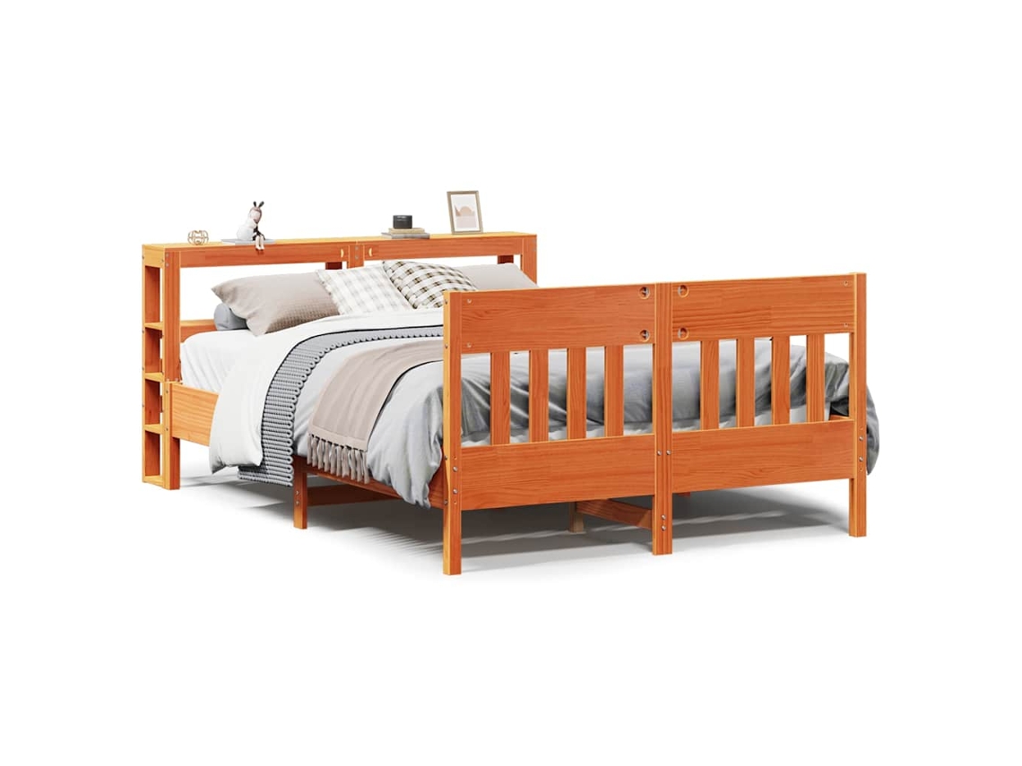 Bed Frame, Bed Frames Vidaxl Marrom Madeira De Pinho (140 X 190 Cm)