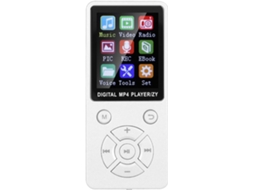 Reprodutor/gravador/vídeo/e-book portátil Bluetooth MP3/MP4, mini rádio de música com oito canais (branco)