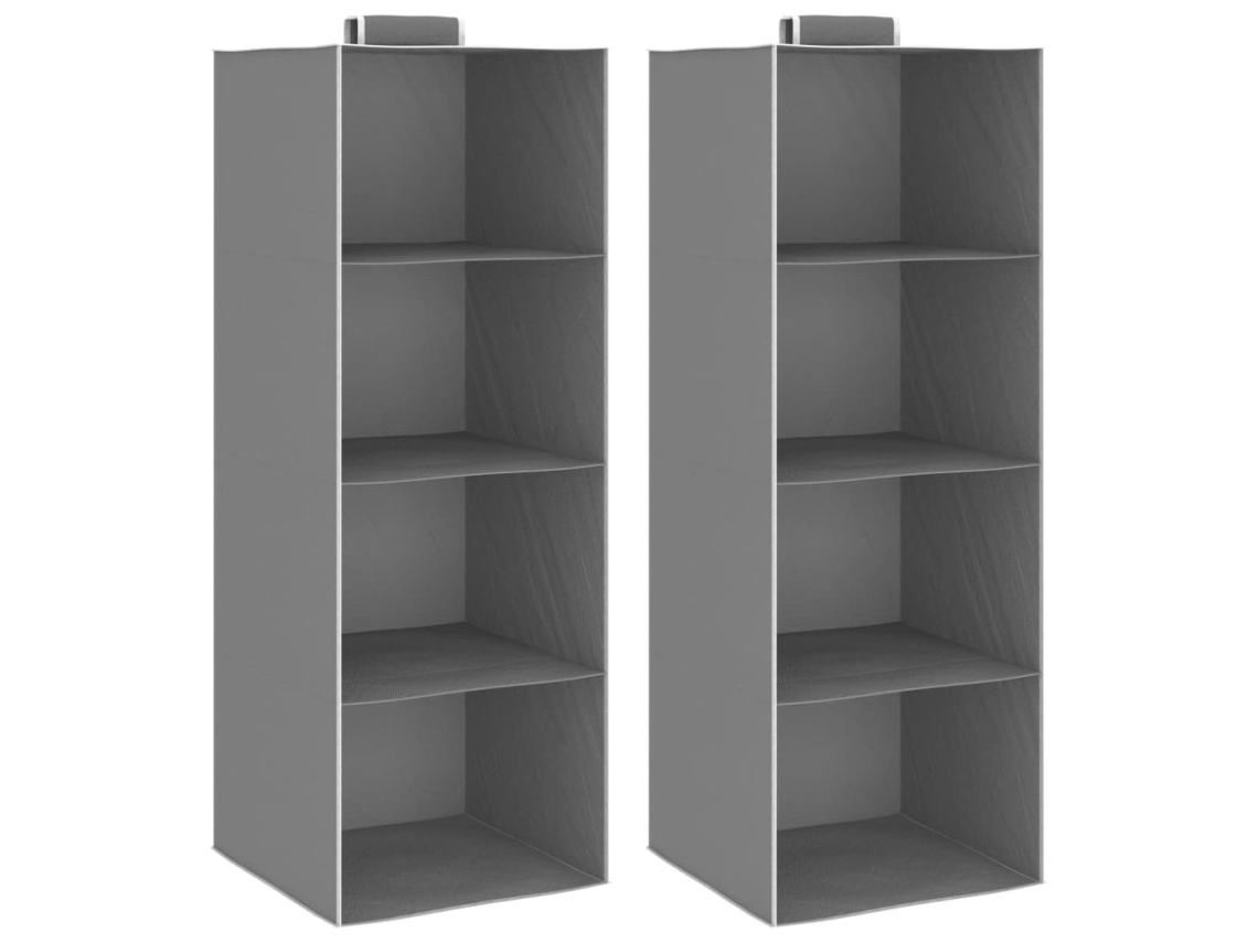 Armário Suspenso Para Guardar Roupas, Conjunto De 2 Peças Com 4 Compartimentos De Tecido.