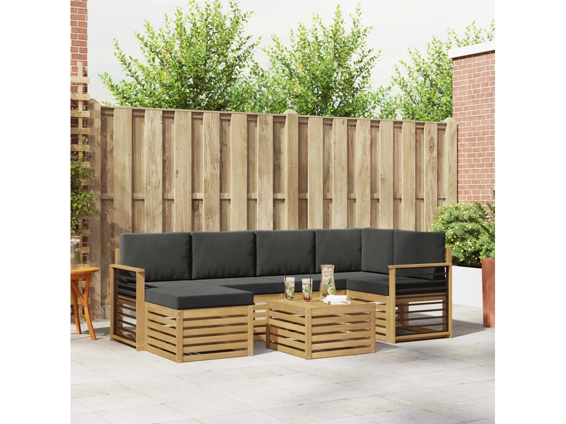 Vidaxl Conjunto De Sofás Para Exterior 7 Pcs Branco E Antracite