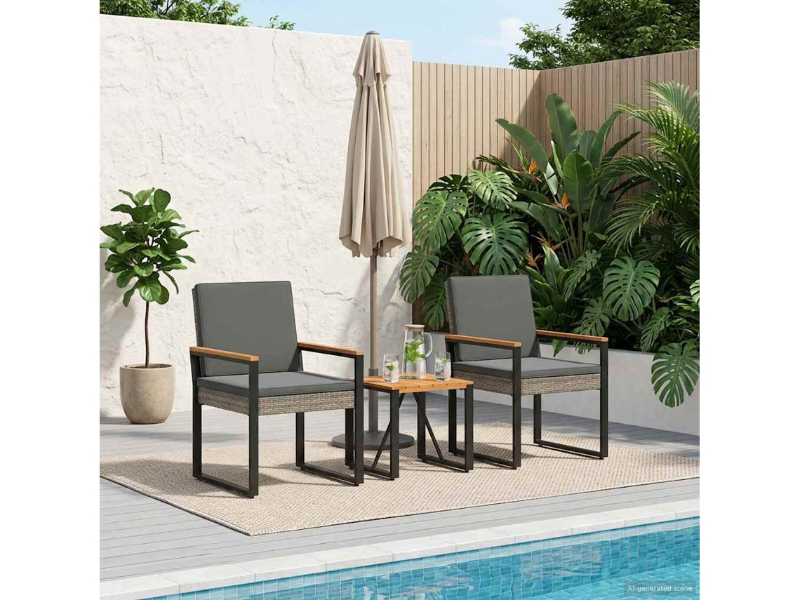 Vidaxl Conjunto De Móveis Para Exterior 3 Unid. Cinza E Cinza Escuro