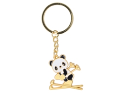 Primerox portachaves de Metal Tema Esqui Panda Dourado Fashionável Presente Souvenir X‑1280