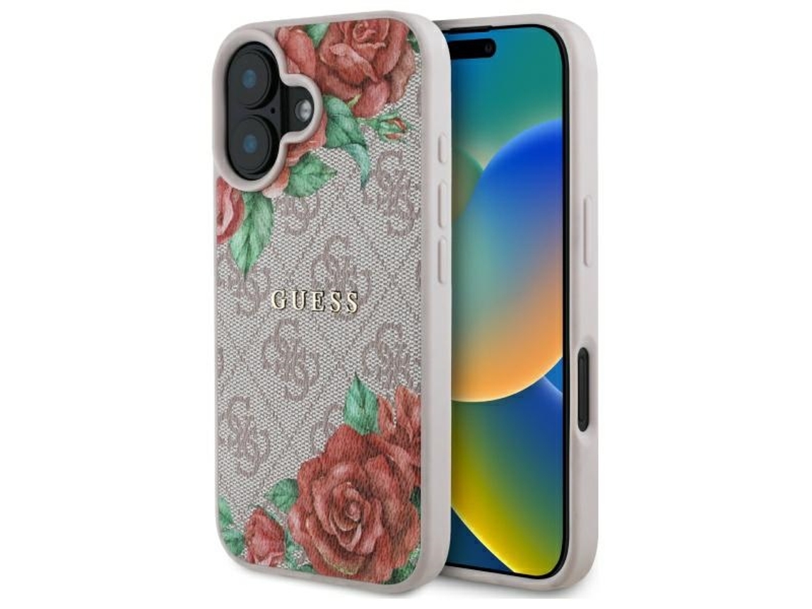 Guess Hardcase Capa Para Magsafe Iphone 16 6 1 Capa Flores Rosas