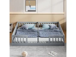 Cama Painel Cinza 90x200cm Infantil, Grade (s/ Colchão). -op