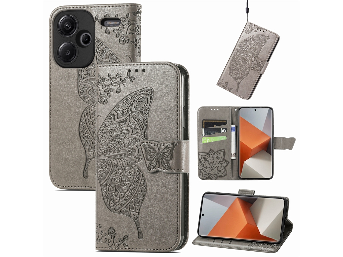 Capa Protetora Flip Com Relevocinza com Fio, Xiaomi 13 Pro