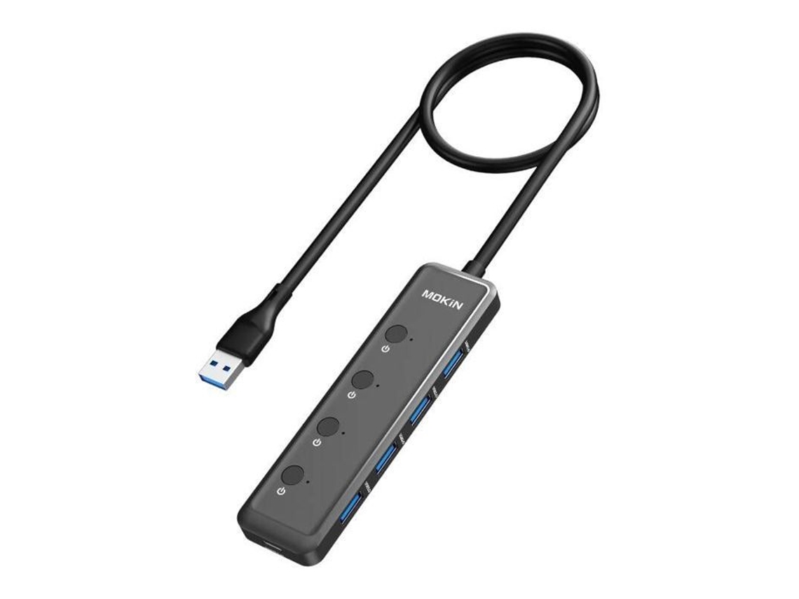 Hub Mokin Hub Usb Hub 5 Com 1 Usb A3.0 Com 4xusb A 1xusb C Dc Brilvibera (preto)