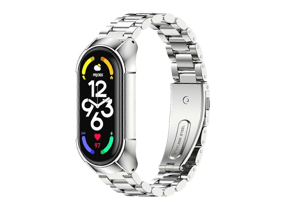 Pulseira De Aço Inoxidável Mijobs Para Xiaomi Mi Band 7 / 7 Nfc, Estilo: Tf2 Tri-bead