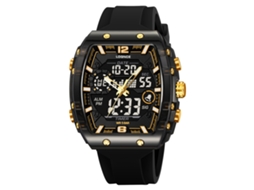 Relógio Eletrônico Digital Luminoso Elegante e À Prova D'água , Relógio Esportivo Masculino MDUG (preto e Dourado)