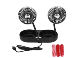 Ventilador elétrico carro 360° rotativo 3 marchas USB bivolt casa escritório preto e prata S/MARCA