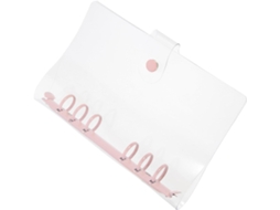 Pasta organizadora transparente Inoomp A6 com 6 argolas, camada de PVC rosa Macaron Cereja, para marcar datas e pastas.
