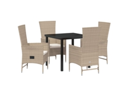 Maison Exclusive - Conjunto De Jantar Para Jardim Com Almofada 5 Pcs Bege Vime Pe