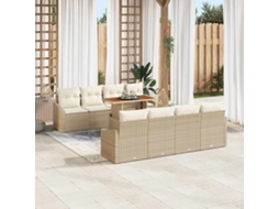 Vidaxl Conjunto De Sofá De Jardim 9 Unid. Bege E Creme
