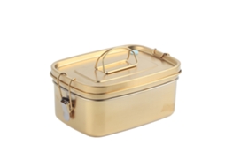 Lancheira De Aço Inoxidável 304, Recipiente Comida Bento Camada Dupla 1,5l, Dourado