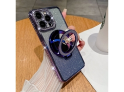 Suporte Casa Para Iphone 15 Pro Pele Sintética Magnética Roxo