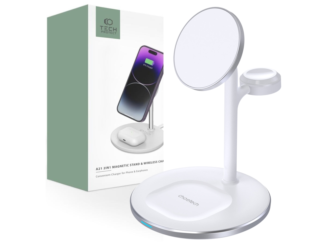 Carregador Sem Fio Choetech 15w Para Iphone 12, 13, 14 E 15 Com Suporte 2 Em 1